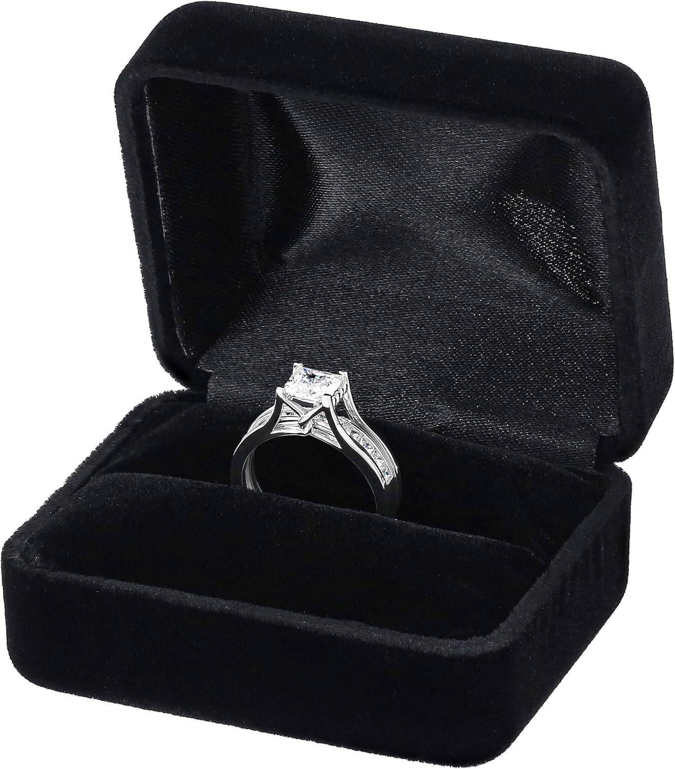 Sonia Jewels Solid 14k White Gold Bridal Set Princess Cut Solitaire Engagement Ring with Matching Channel Set Wedding Band CZ Cubic Zirconia 2.0ct.