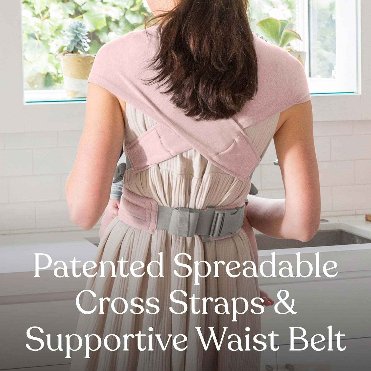 Ergobaby Embrace Baby Carrier Newborn to Toddler - Lightweight Ergonomic Baby Carriers - Cozy Essentials (7-25 Pounds), Ponte Knit, Blush Pink