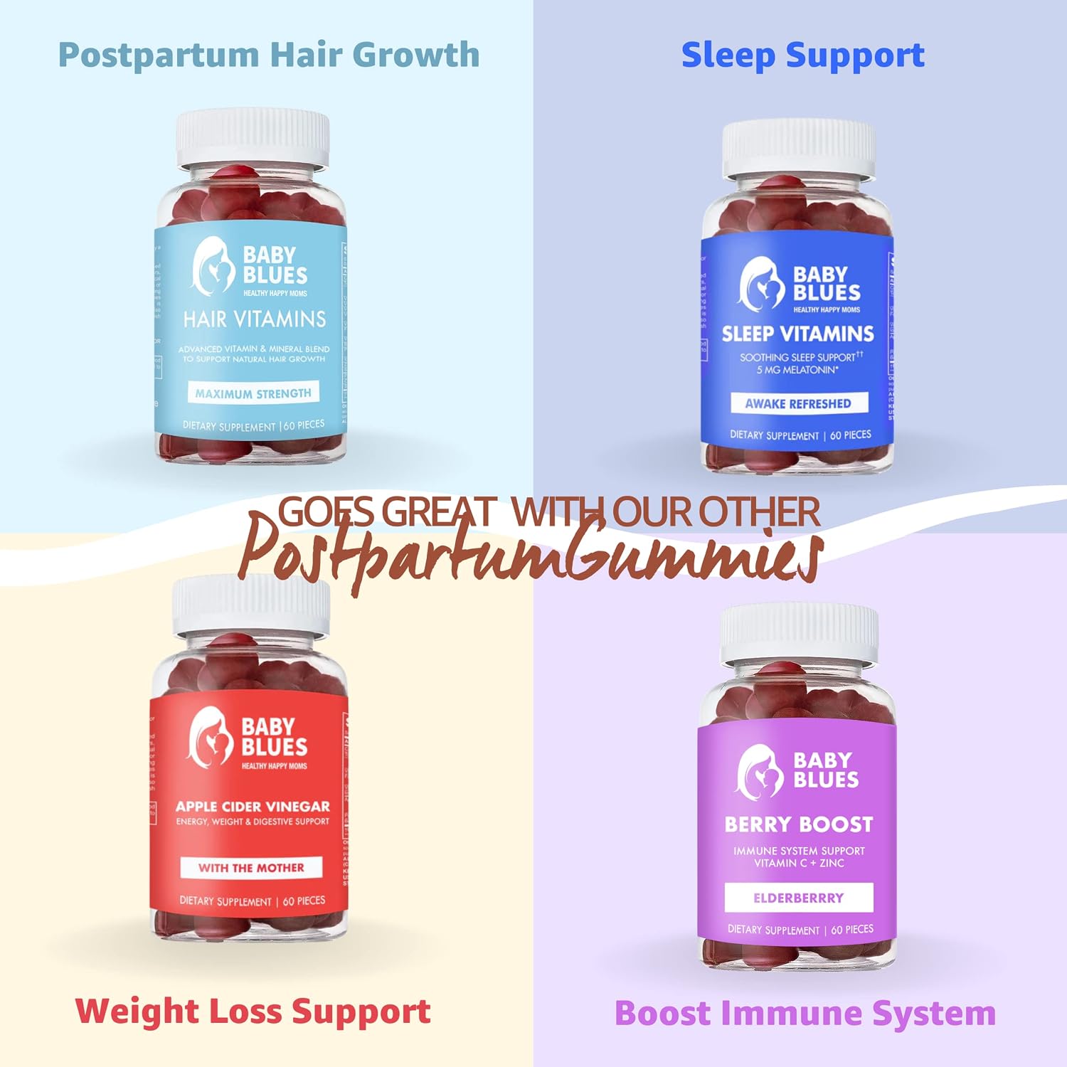 Baby Blues: Superfood Skin Glow Gummies - 14 Collagen Building Superfruits - Acai, Gooseberry, Vitamin C - Slows Down Aging Symptoms - Watermelon Flavor