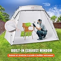 Vista 5 de VEVOR Cabina de pintura portátil, tienda de campaña de pintura en aerosol más grande con pantalla integrada de piso y malla y ganchos a prueba