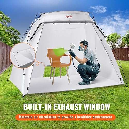 Miniatura 5 de VEVOR Cabina de pintura portátil, tienda de campaña de pintura en aerosol más grande con pantalla integrada de piso y malla y ganchos a prueba de
