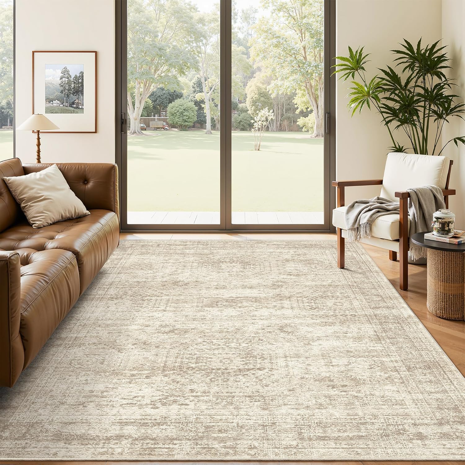 Tapis grand salon moderne pour salle à manger et chambre brun 160x230