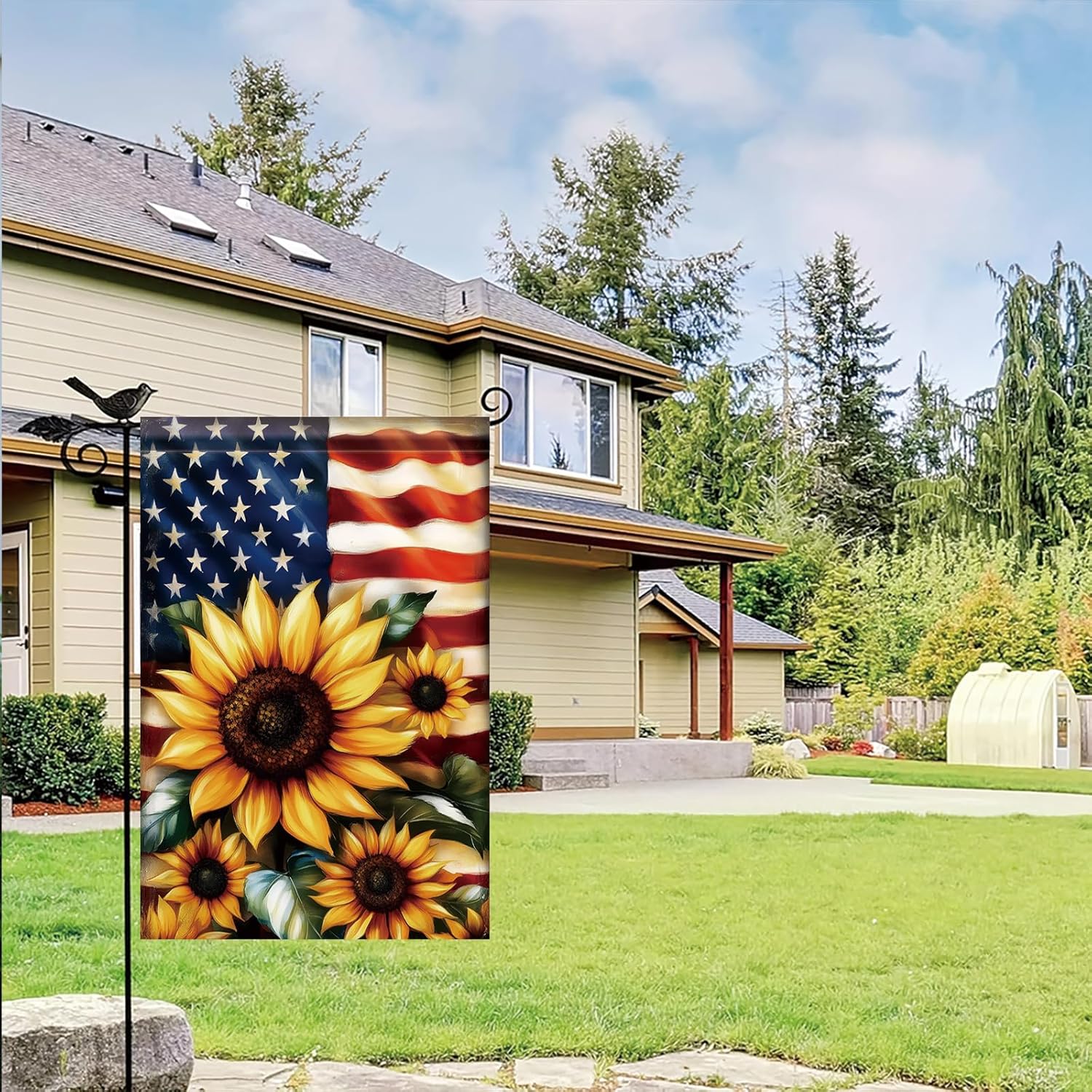 Sunflower Garden Flag 4th of July American Flags 12x18 Inch Double Sided Patriotic USA Flag Flag for Outdoor Independence Day Memorial Day Decorations for Farmhouse Holiday Yard Outside - Image 6