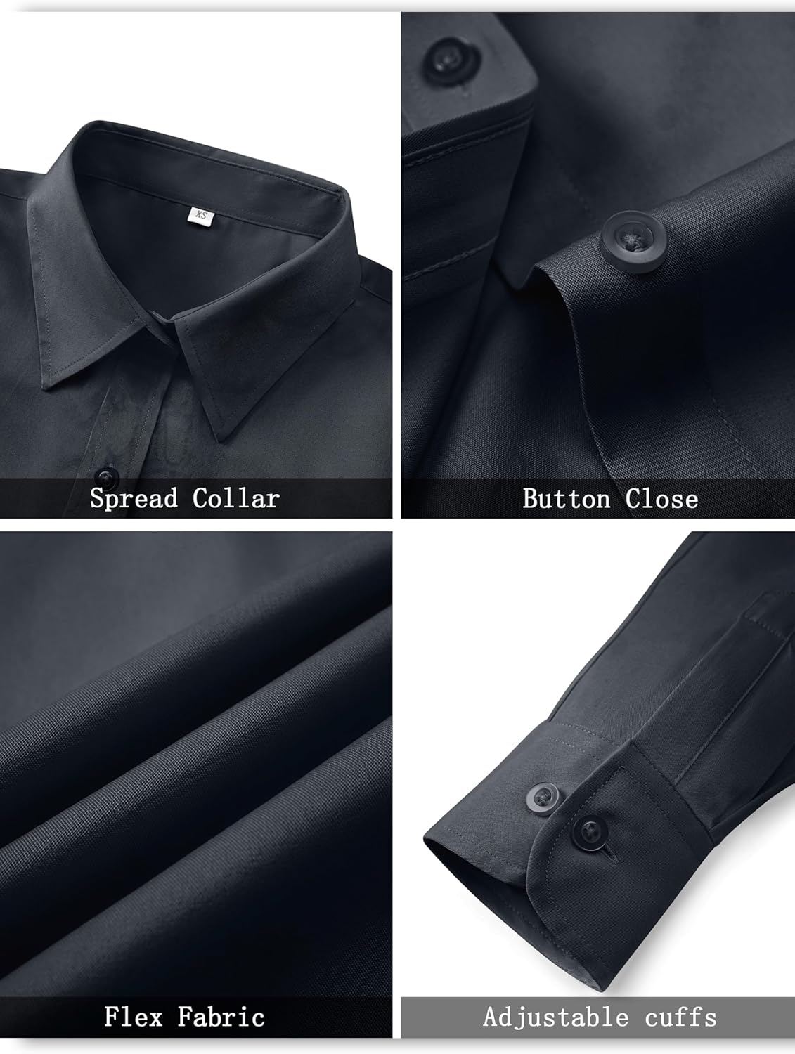 Soft Wrinkle-Free Women's Button Down Dress Shirts Solid Long Sleeve Work Blouses Fit Stretch Casual Tops XXS-6XL - Image 4