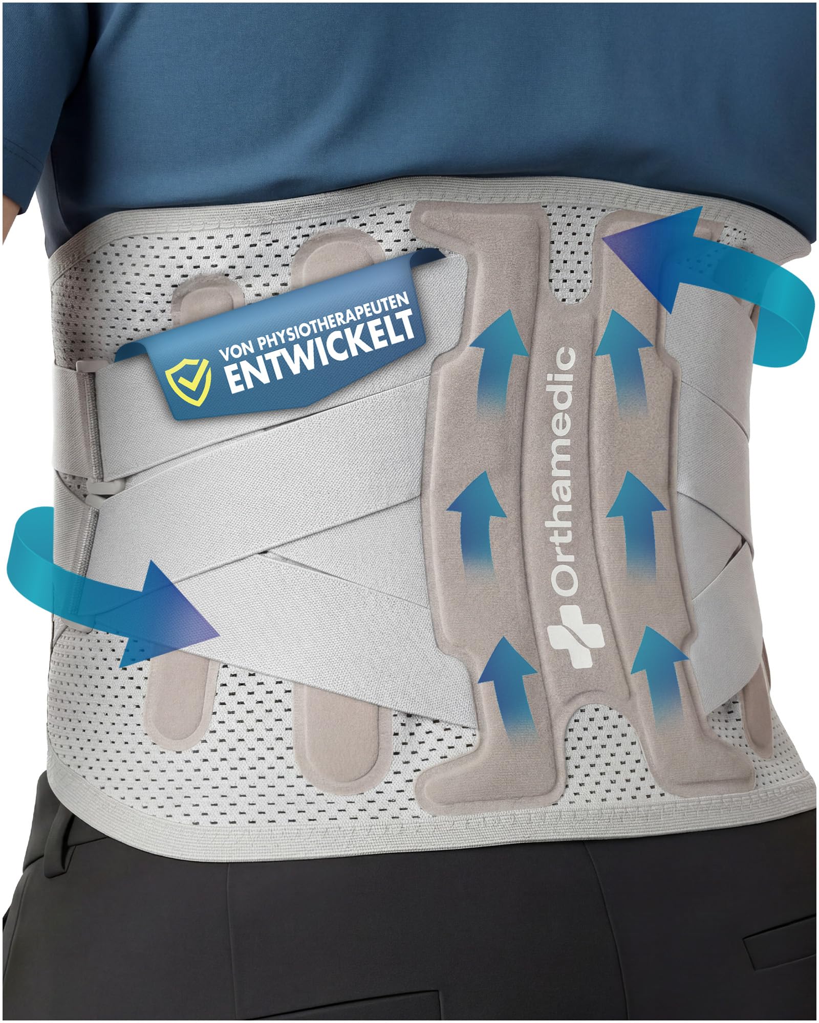Rückenstützgürtel | Orthopädisch | Atmungsaktive Rückenbandage Herren & Damen | Nierengurt bei Bandscheibenvorfall, Ischias & Rückenschmerzen | Lendenwirbelstütze Gürtel