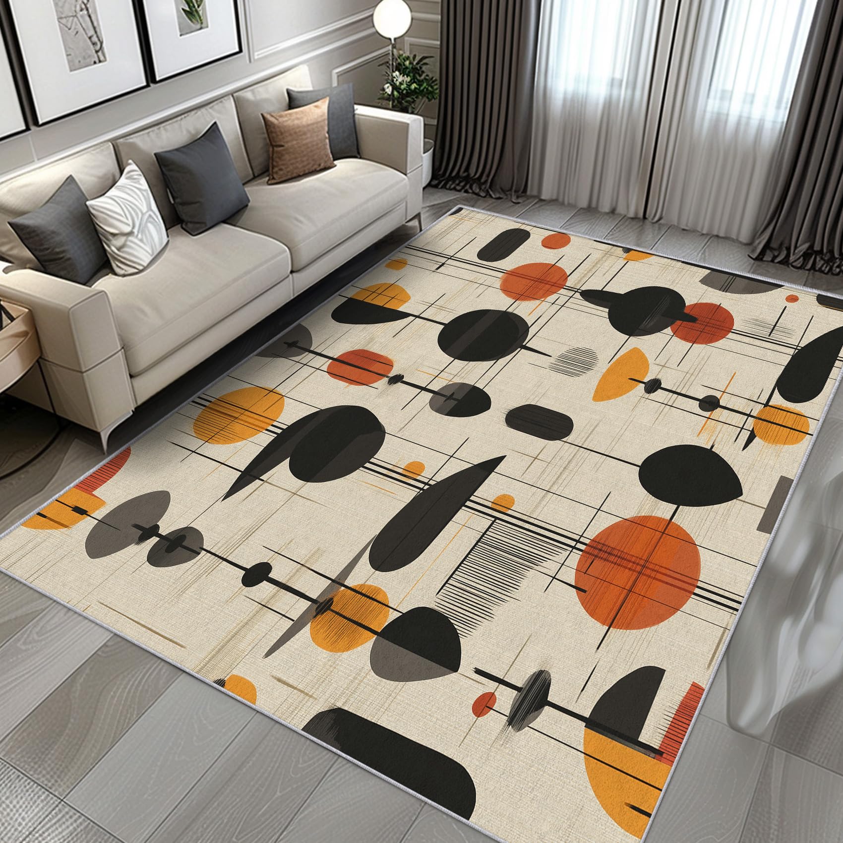 Tapis Salon Moderne Antidérapant à Poils Courts et Doux Moquette P-&94