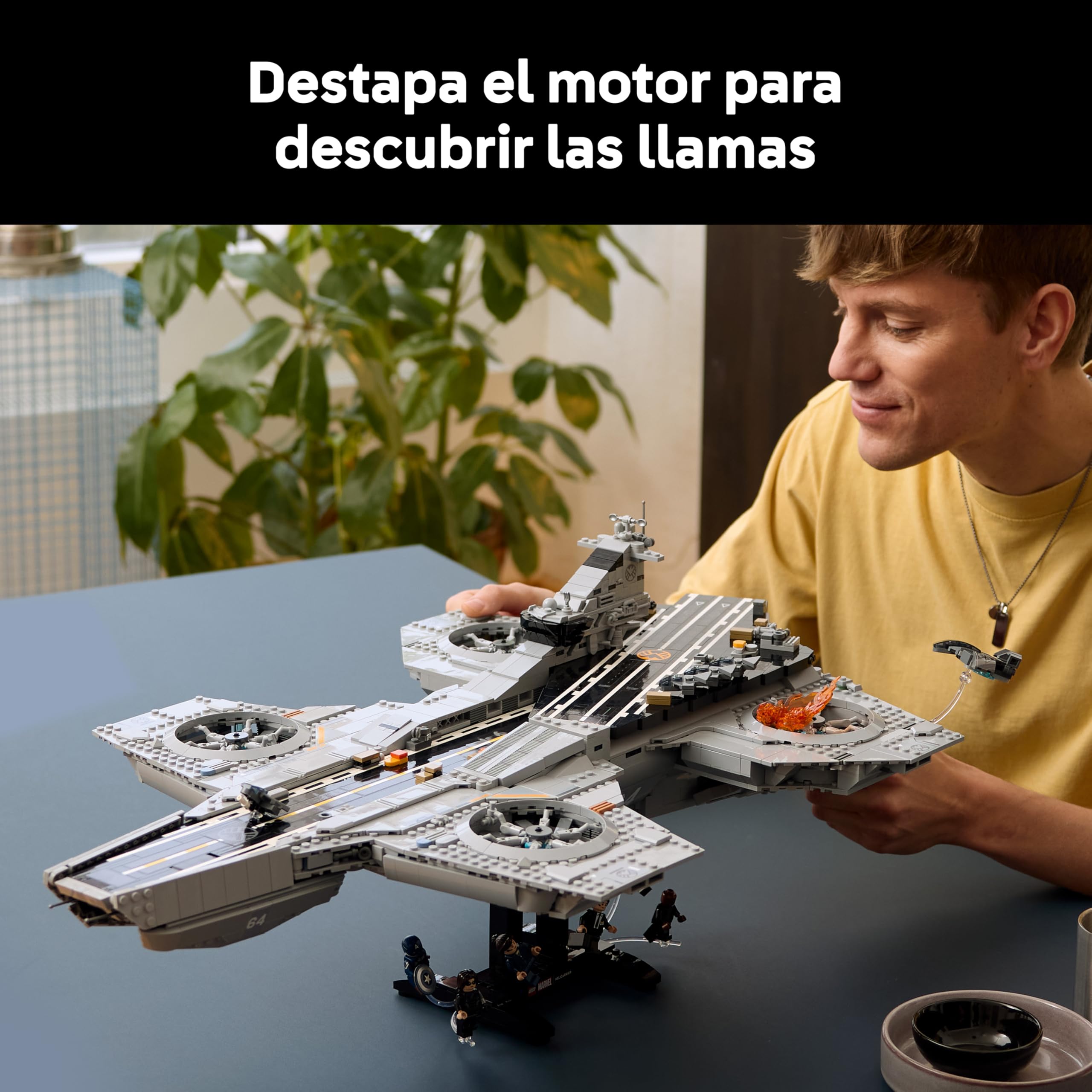 LEGO | Marvel Helitransporte de S.H.I.E.L.D. – Kit de Construcción para Adultos de Portaaviones – 6 Minifiguras inc. Capitán América y Nick Furia – Decoración para la Estantería - Idea de Regalo 76354