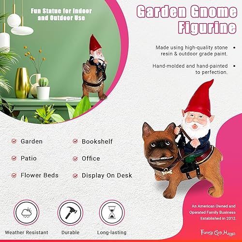 Miniatura 3 de Funny Guy Mugs Gnomo y una estatua de bulldog francés, escultura de gnomo de jardín para interiores y exteriores, para patio, patio o césped