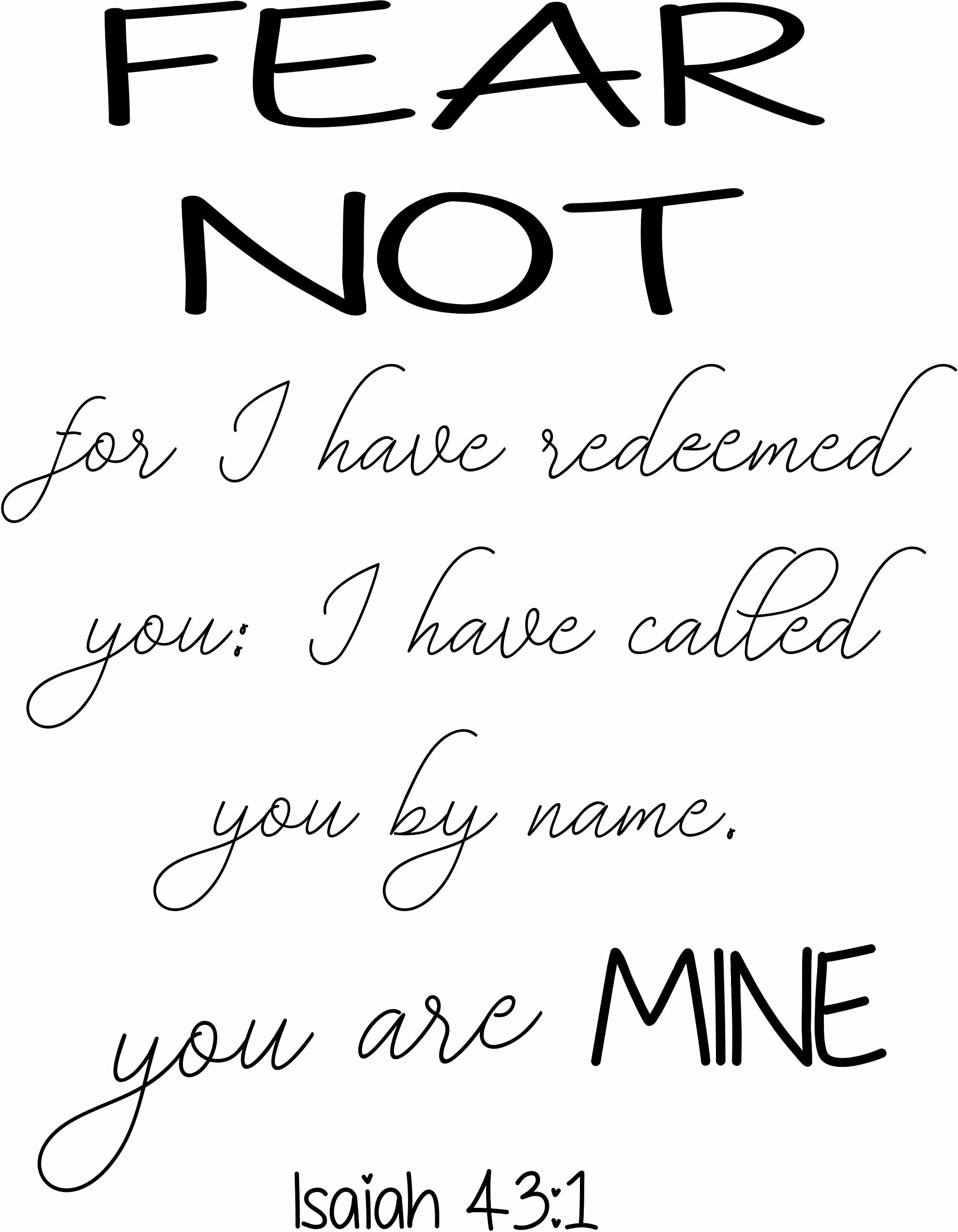 Isaiah 43:1 11 x 14 Beautiful Vinyl Wall Decal by Scripture Wall Art Includes Our Exclusive "Goof Proof Guarantee" Girls Room
