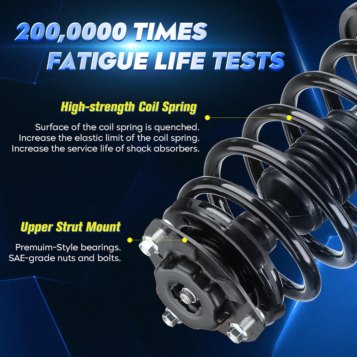 Front Strut Shock Assembly w/Coil Spring Compatible with Toyota Sienna 2007-2010 Only 7 Passenger Seating, Replace 172363 172364, Left & Right, 2PCS