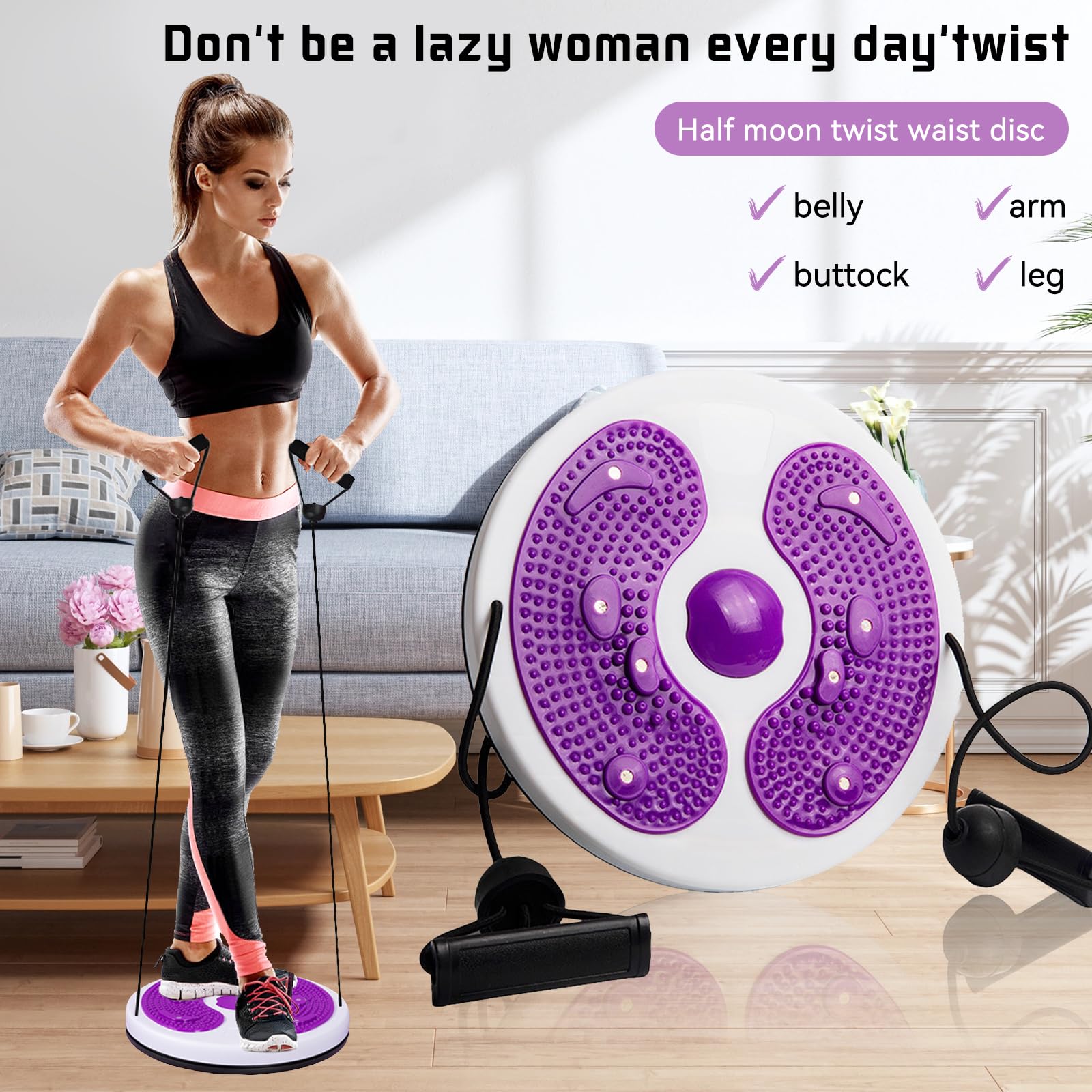 Tabla de equilibrio de disco giratorio de cintura con cuerdas de cordón, moldeador de cuerpo, disco de entrenamiento de fitness, tocadiscos para entrenamiento en casa, escultor de cintura, placa de