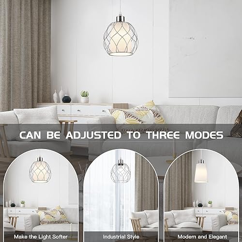 Miniatura 2 de Luces colgantes con cable de enchufe, lámparas colgantes que se enchufan a la toma de corriente con interruptor regulable y cable transparente de 15