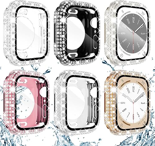 Vista 63 de WINGLE Paquete de 10 fundas protectoras de pantalla para Apple Watch de 1.575 pulgadas SE 3/2/1 Series 6 5 4 con vidrio templado, carcasas Paquete
