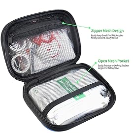 I GO 85 Pieces Hard Shell Mini Compact First Aid Kit, Small Personal Emergency Survival Kit for Travel Hiking Camping Backpacking Hunting Marine Car, Green
