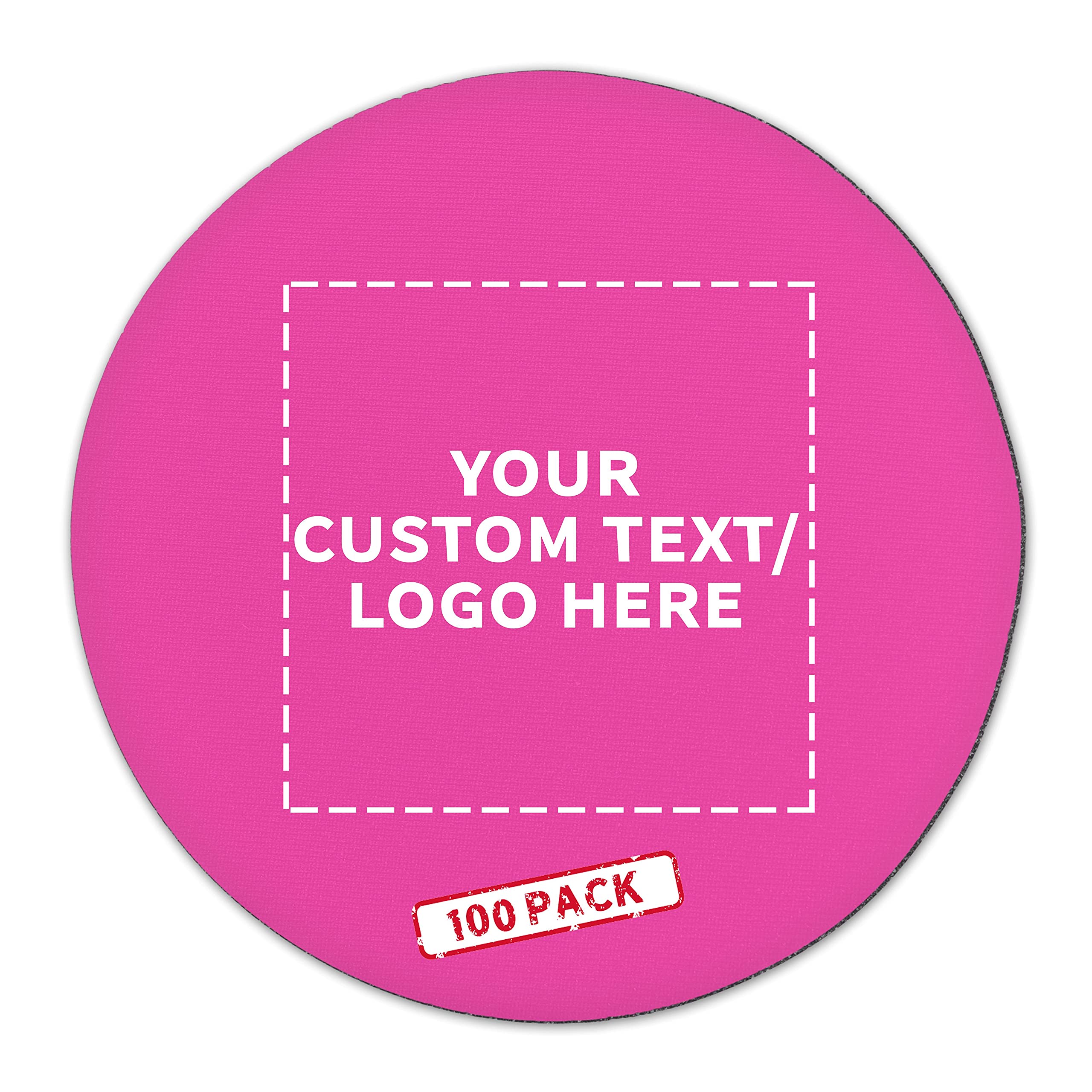 100 Round Foam Bud Coasters Pack, 4 inch - Customizable Text, Logo - PU Foam, Party Favor - Neon Pink