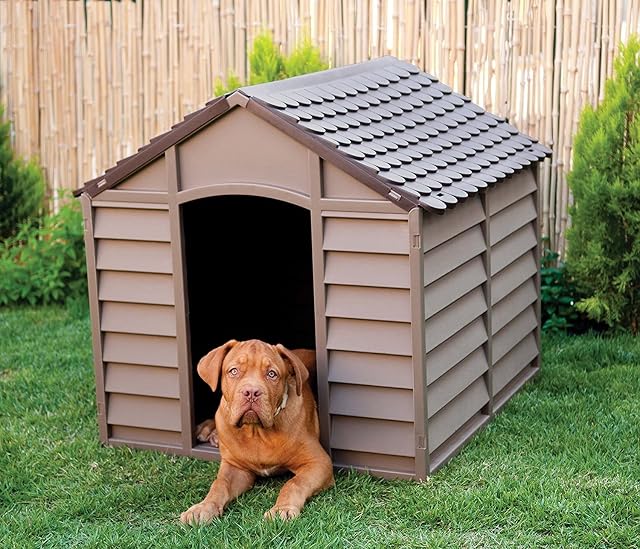 Large Heavy Duty Plastic Dog Kennel Pet Shelter PLASTIC DURABLE OUTDOOR - color Brown