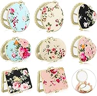 Blulu 8-Pack Floral Compact Pocket Mirrors for Purse - 4 Shapes (Round, Heart, Rectangle, Oval), Retro Flower Design, Portable Travel Makeup Mirrors for Women Girls (Gold Edge)