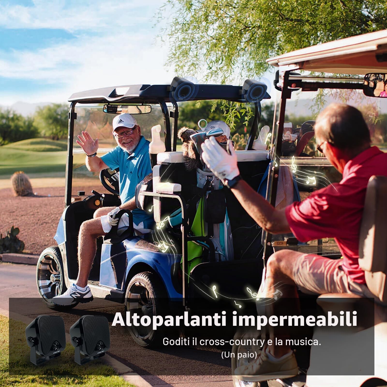 STUDIOFINIX Sistema di altoparlanti stereo Bluetooth impermeabile per ATV, UTV, moto, trattore, barca, colore