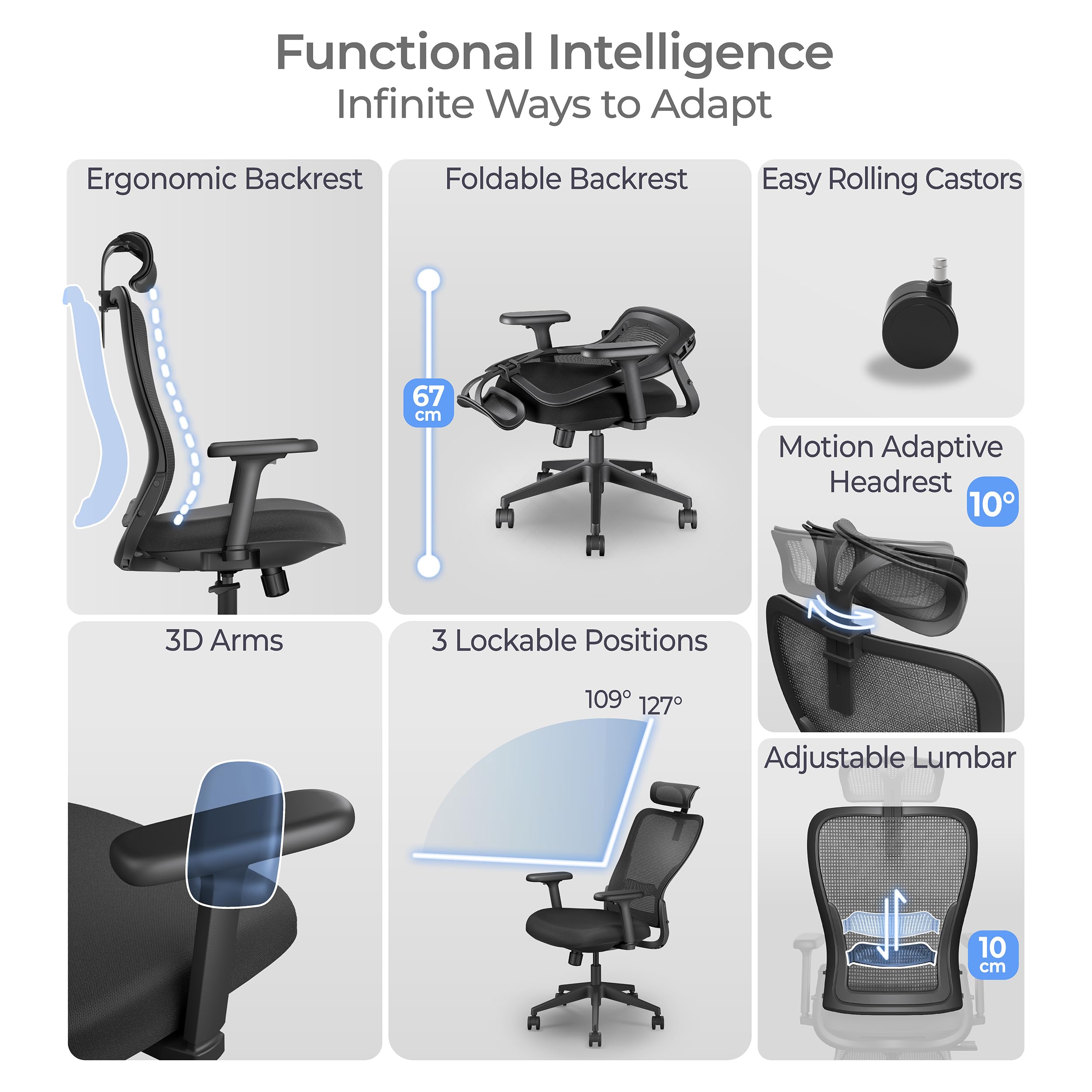 Tervo Modello Y, Sedia da ufficio pieghevole per piccoli spazi, sedia da gioco per adulti e bambini, sedia ergonomica in rete, sedia da scrivania pieghevole per casa e lavoro (modello Y, senza