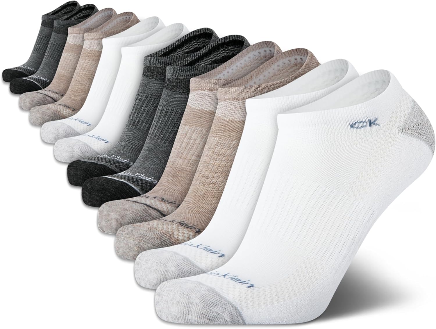 Calvin Klein Mens No Show Socks - 12 Pack Lightweight Cushioned Casual Low Cut Socks for Men for Sneakers and Loafers