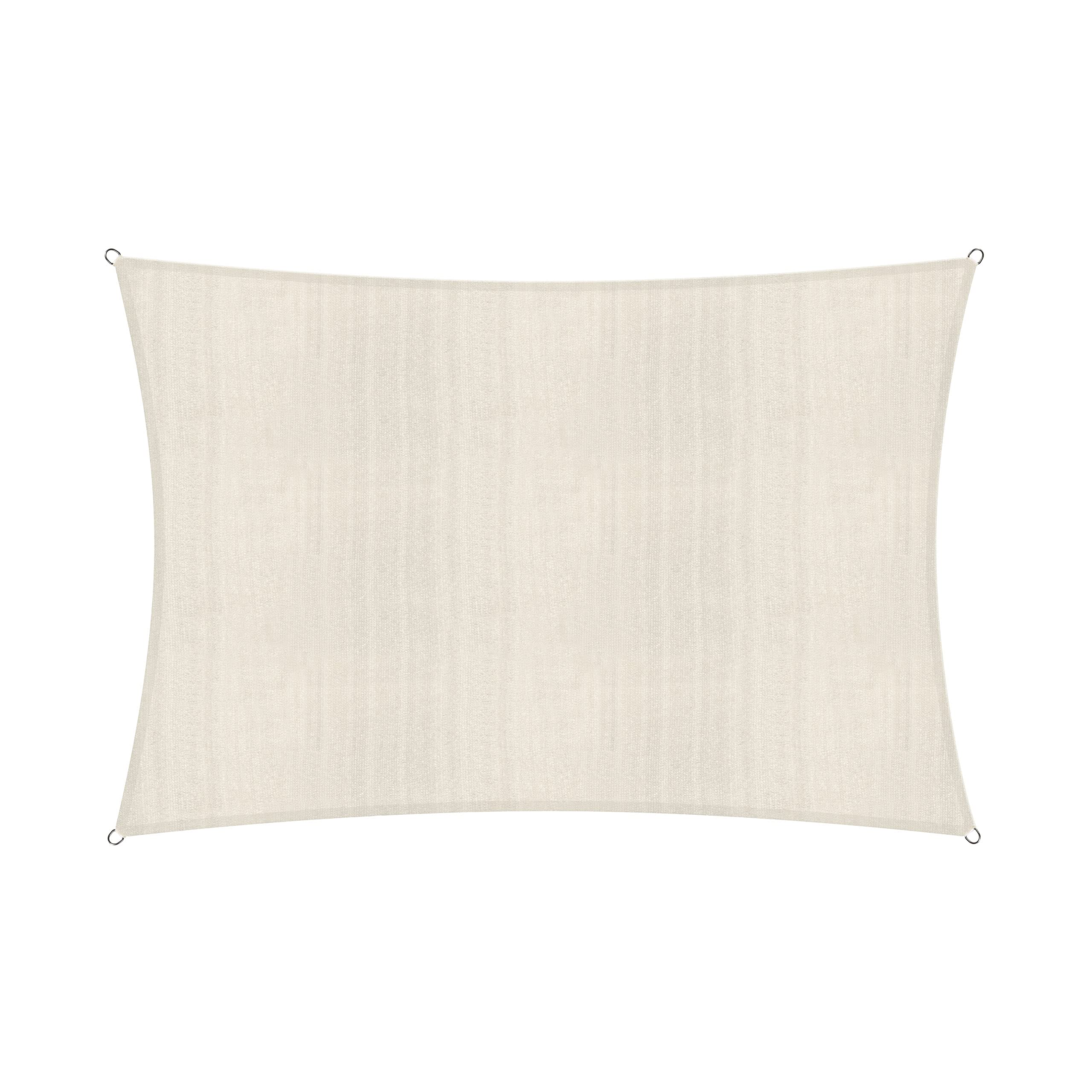 Lumaland Sunsail rectangulaire 3 x 4 mètres | Protection Solaire résistante aux intempéries avec Cordes de Fixation | Terrasse, Jardin et Balcon, Toile à Voile HDPE, Protection UV [crème]