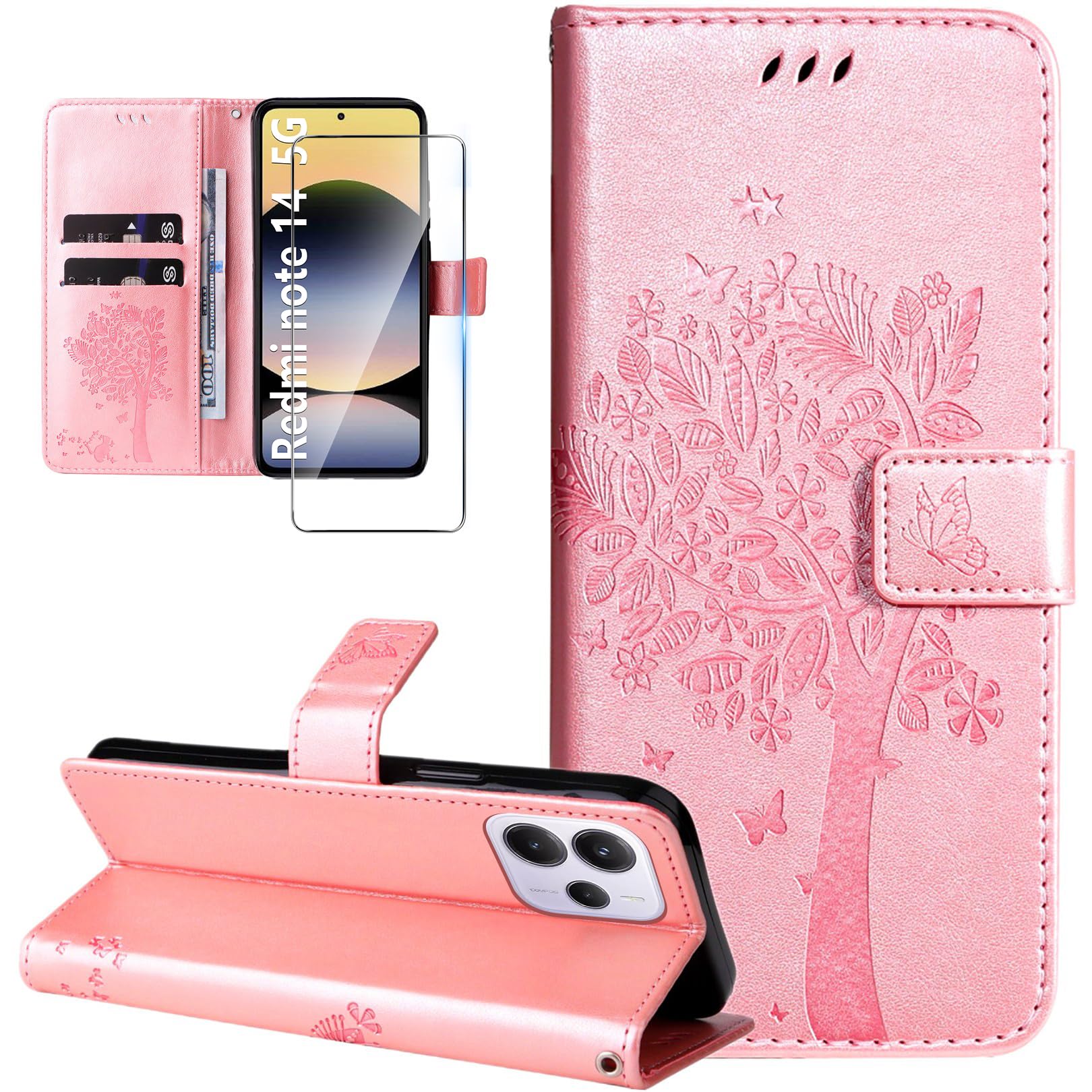 Housse étui Livre Pour Xiaomi Redmi Note 14 5G - Marque Betterfon, Pliable, Similicuir Noir, Neuve
