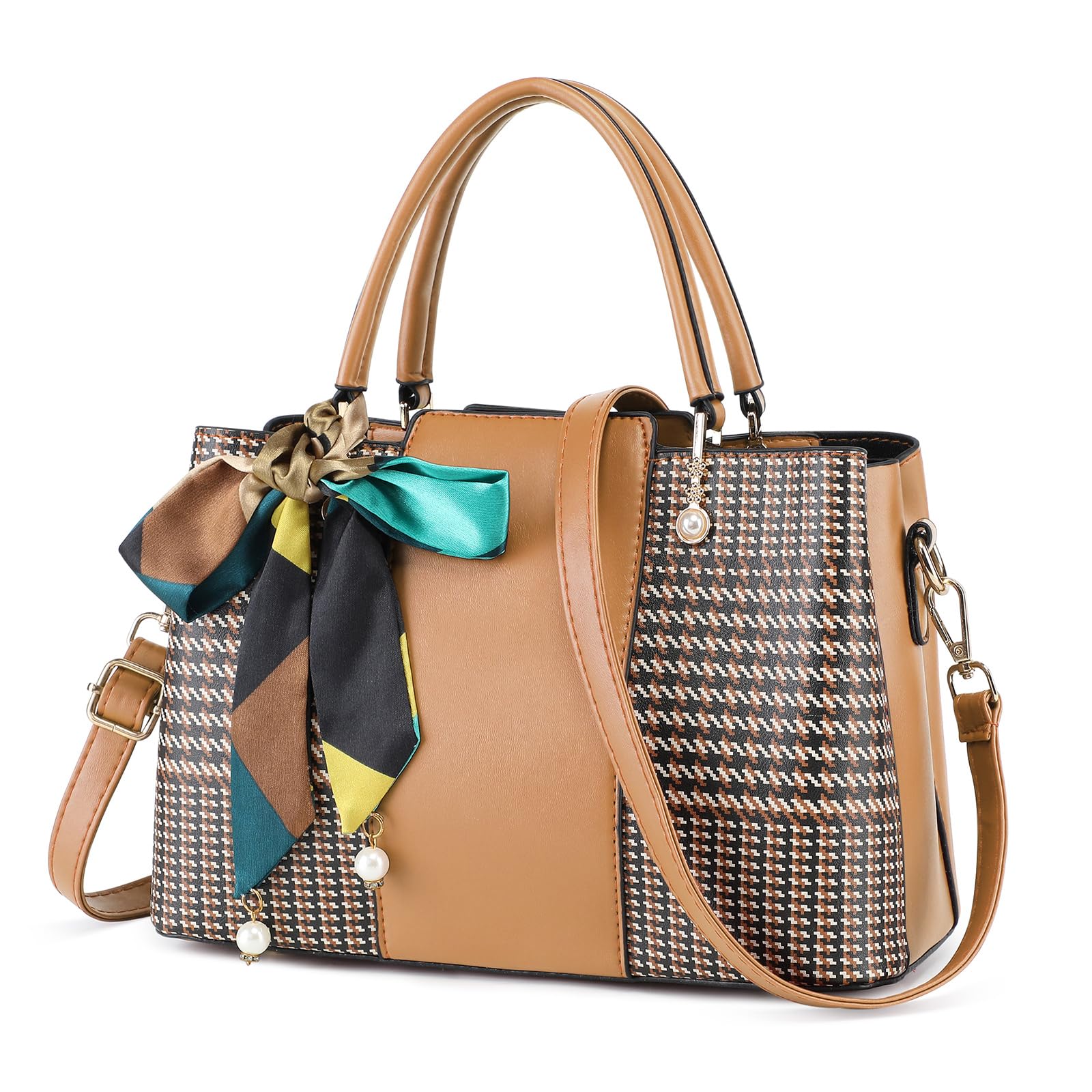 VINBAGGEWomens Leather Handbag Designer Shoulder Tote Crossbody Bag Elegant Top Handle Bag for Ladies