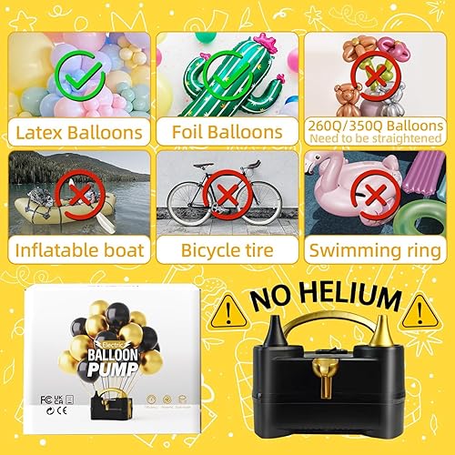 Miniatura 5 de Bezente Bomba eléctrica para globos, bomba de inflado de globos portátil, bomba de aire eléctrica para globos con doble boquilla, bomba eléctrica de
