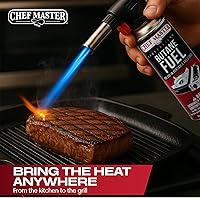 Vista 8 de Chef Master Encendedor de butano, antorcha de cocina recargable, antorcha de cocina, llama ajustable para crema brulee, postres, barbacoa