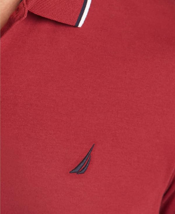 Nautica Men's Classic Fit Short Sleeve Dual Tipped Collar Polo Shirt Shirt, -Burgundy, Small by Nautica - Image 4