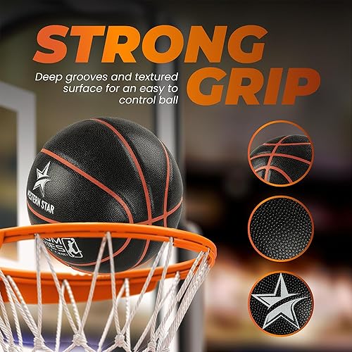 Miniatura 5 de Western Star Baloncesto profesional, tamaño y peso oficiales, tamaño 7, 29.5 pulgadas, ultra agarre, pelota de juego para interiores y exteriores,