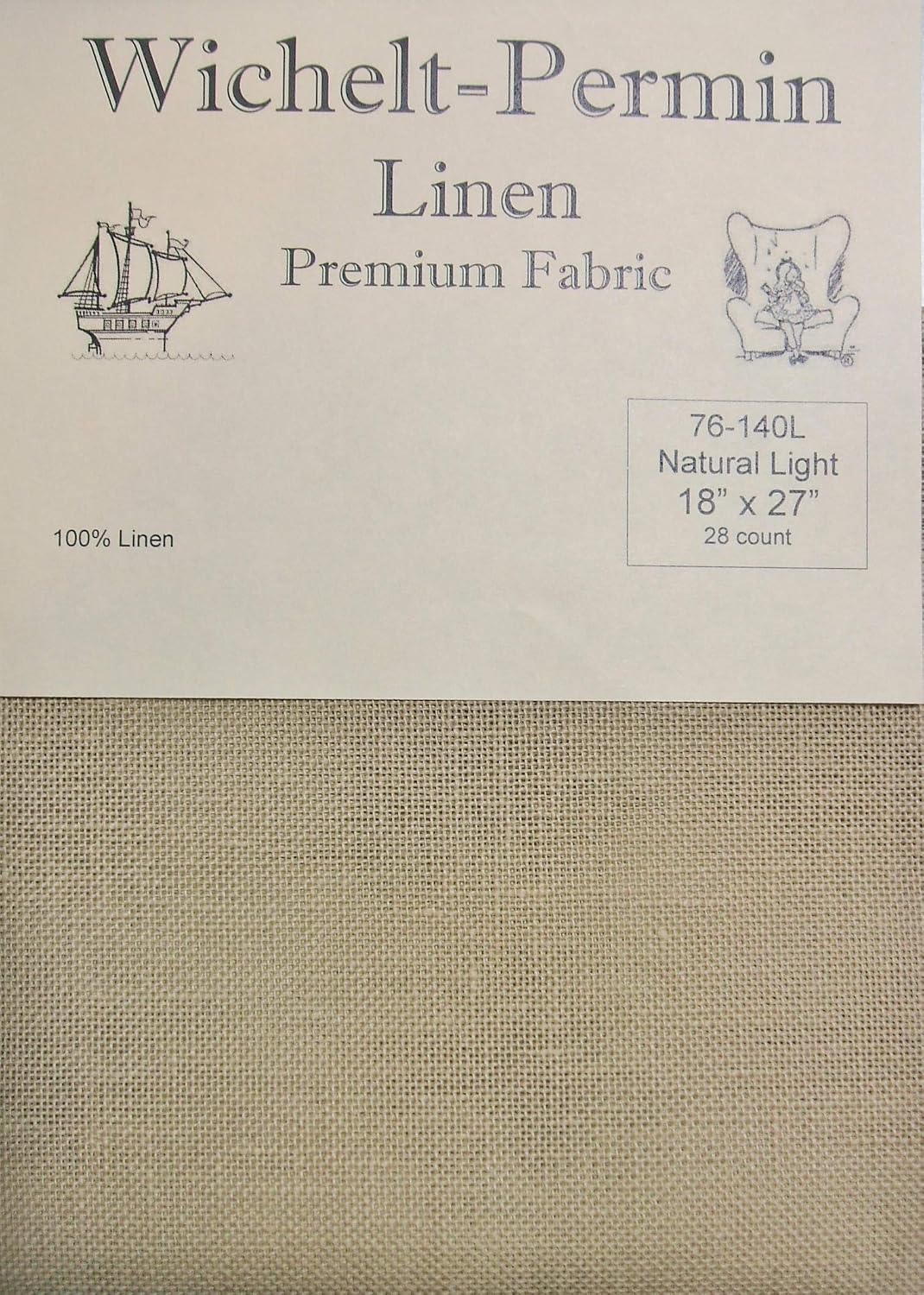 Wichelt Permin 100% Linen Natural Light 28 Ct 18" x 27" Cross Stitch Fabric
