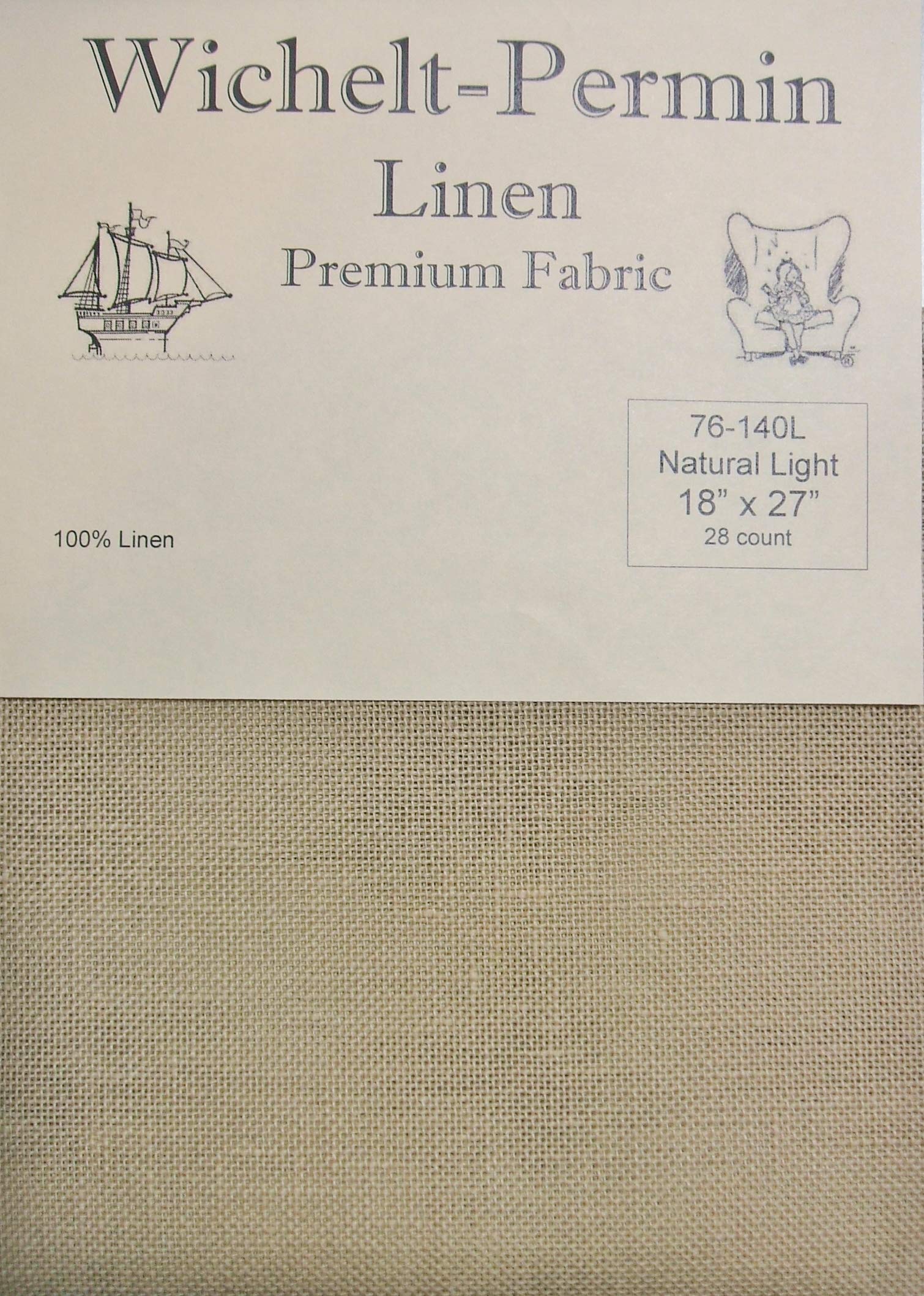 Wichelt Permin 100% Linen Natural Light 28 Ct 18" x 27" Cross Stitch Fabric