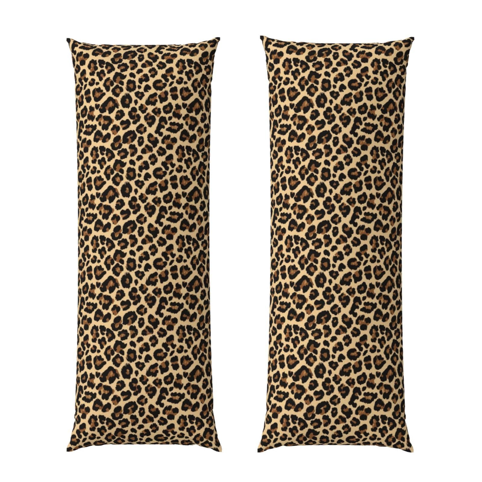 Pillowcase for Body Pillow 20x54, Leopard Cheetah Print, Premium Soft Brushed Fabric with Hidden Zipper, Breathable Machine Washable Cover for Bed Sofa