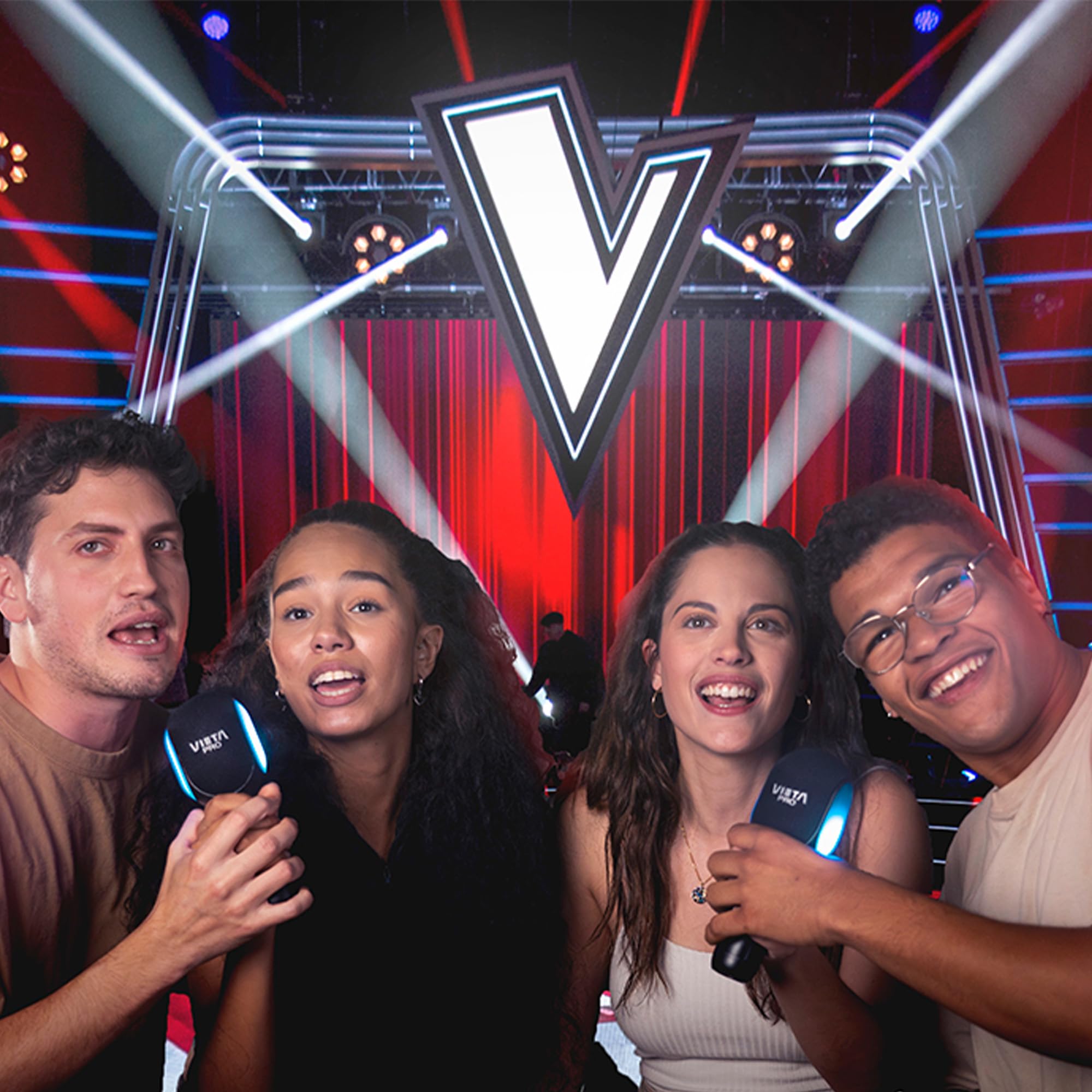 Vieta Pro | Microfono Wireless Karaoke con Altoparlante incluso. Microfono per cantare Bluetooth, 10h di batteria, USB, Radio FM, Registratore Vocale ed effetti luce e suono. | Microfono La Voce