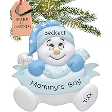 Personalized Babys First Christmas Ornament 2026 | 24h Customized, Laser Engraved Baby Boy 1st Christmas Ornaments for Tree | Custom Mommys Boy Keepsake Gift for Newborns, Grandson