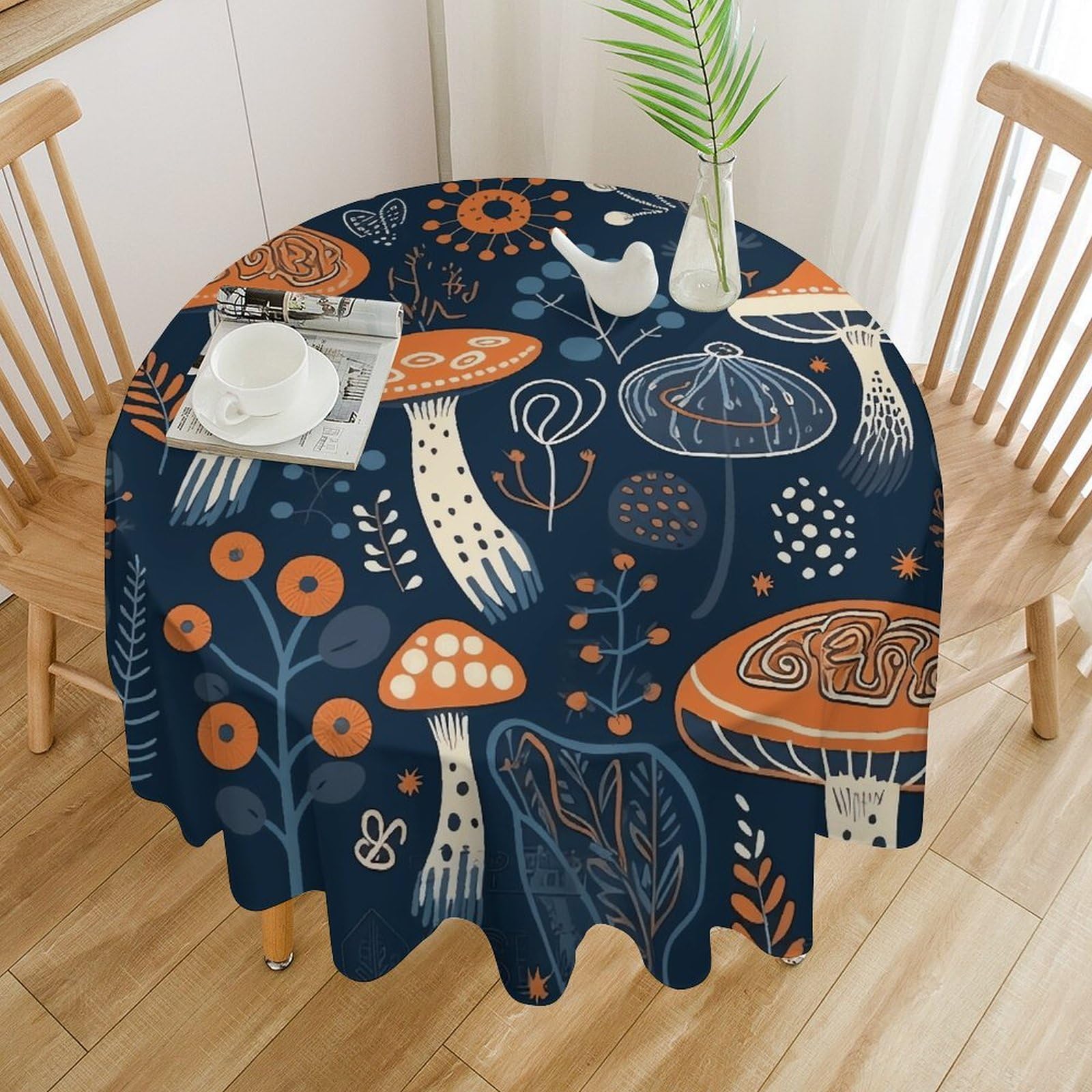 Nappe de table ronde imperméable 177,8x177,8 cm lavable motif fleurs
