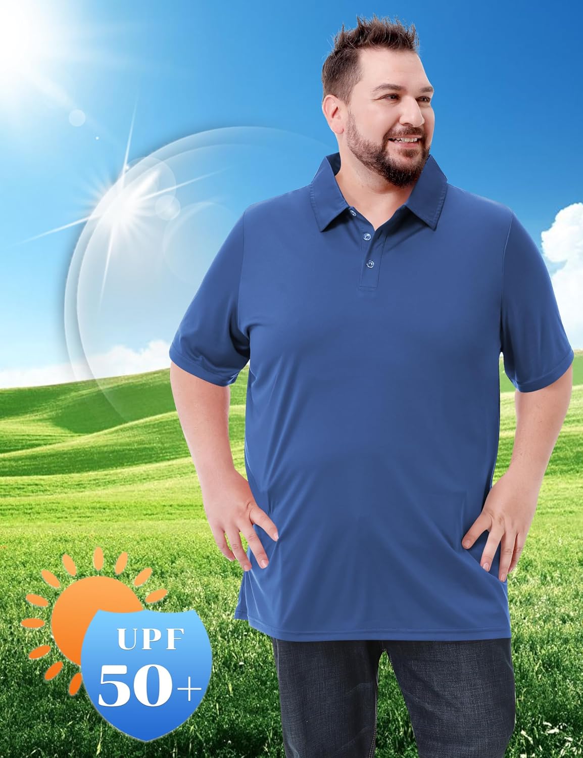 Idtswch Men's Big and Tall Polo Shirts UPF 50+ Casual Work Quick Dry Short Sleeve Collared Golf Shirt（XL-8XL）