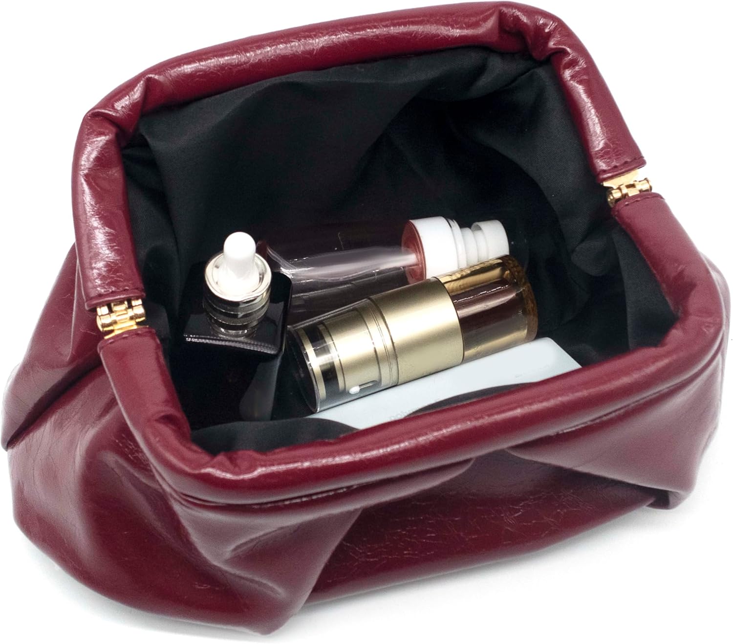 Vegan Leather Dumpling Clutch Purse for Women Ruched Bag Evening Handbag Party Wedding Elegant Handbags