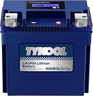 TYKOOL YTX14L-BS [- +] Lithium Battery 480 CCA for Harley Davidson Sportster 883 1200 Iron 48 XL XLH 2004-2023 Street 500 750 2014-2021 XR1200X BRP Seadoo Spark | Digital SOC Display IP67 Waterproof