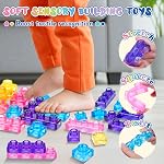40 PCS Sensory Soft Building Blocks for Toddlers Kids, Squishy Stacking Toy | Preschool Educational Creative Play, Montessori Squeezable, Stretchable Early Learning Construction Playset, Puzzle Blocks