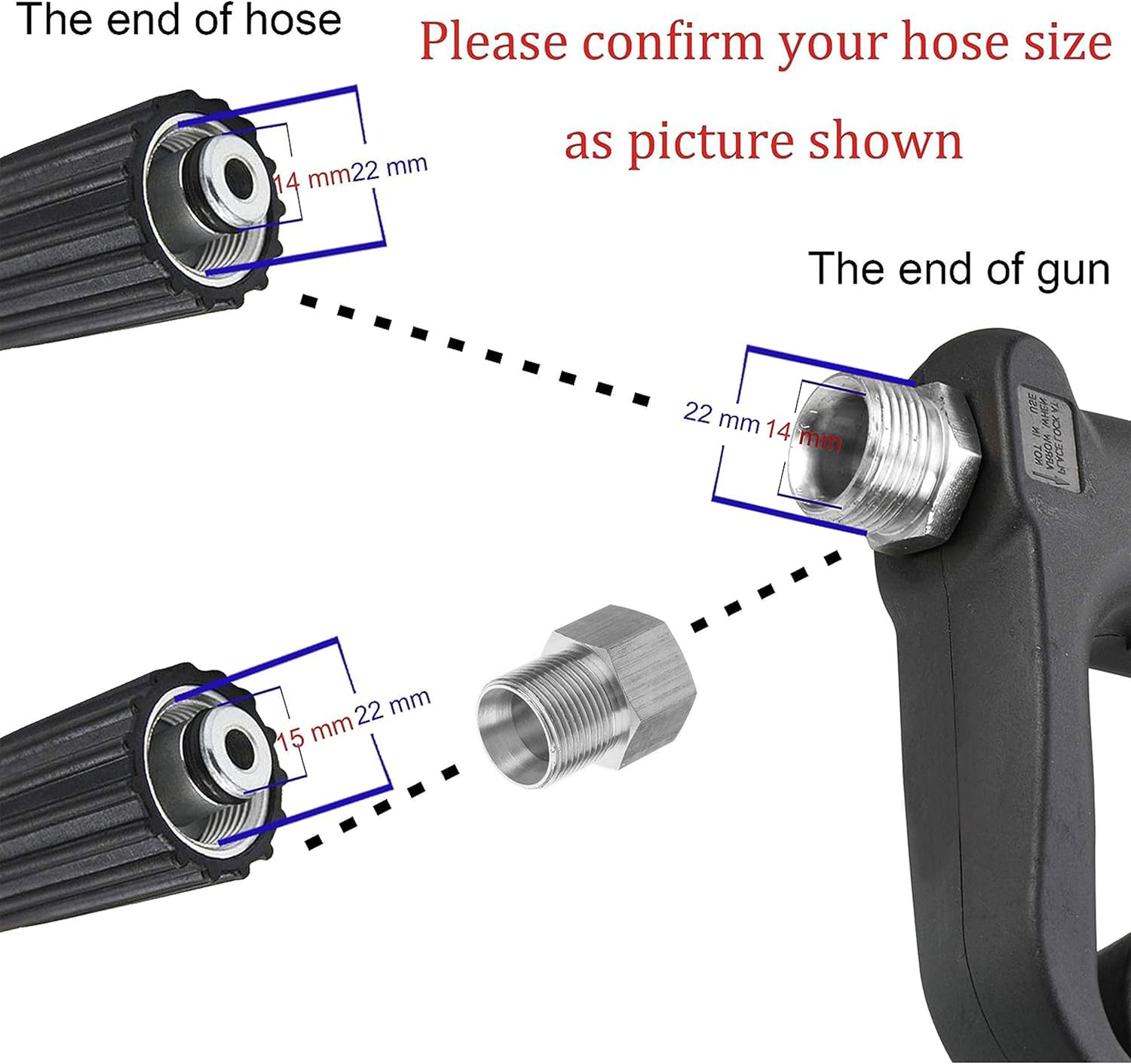 M MINGLE Replacement Pressure Washer Gun with Extension Wand, M22 15mm or M22 14mm Fitting, 5 Nozzle Tips, 40 Inch, 4000 PSI