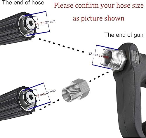 Miniatura 4 de M MINGLE Pistola de lavado a presión de repuesto con varita de extensión, accesorio M22 de 0.591 in o M22 de 0.551 in, 5 puntas de boquilla, 40