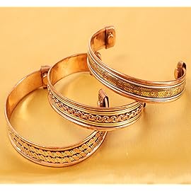 Touchstone copper bracelets | gift for men women |adjustable 100% pure solid real magnetic jewelry | handmade bracelet set combo | rope braided tibetan bangles. Set of 3 different designs