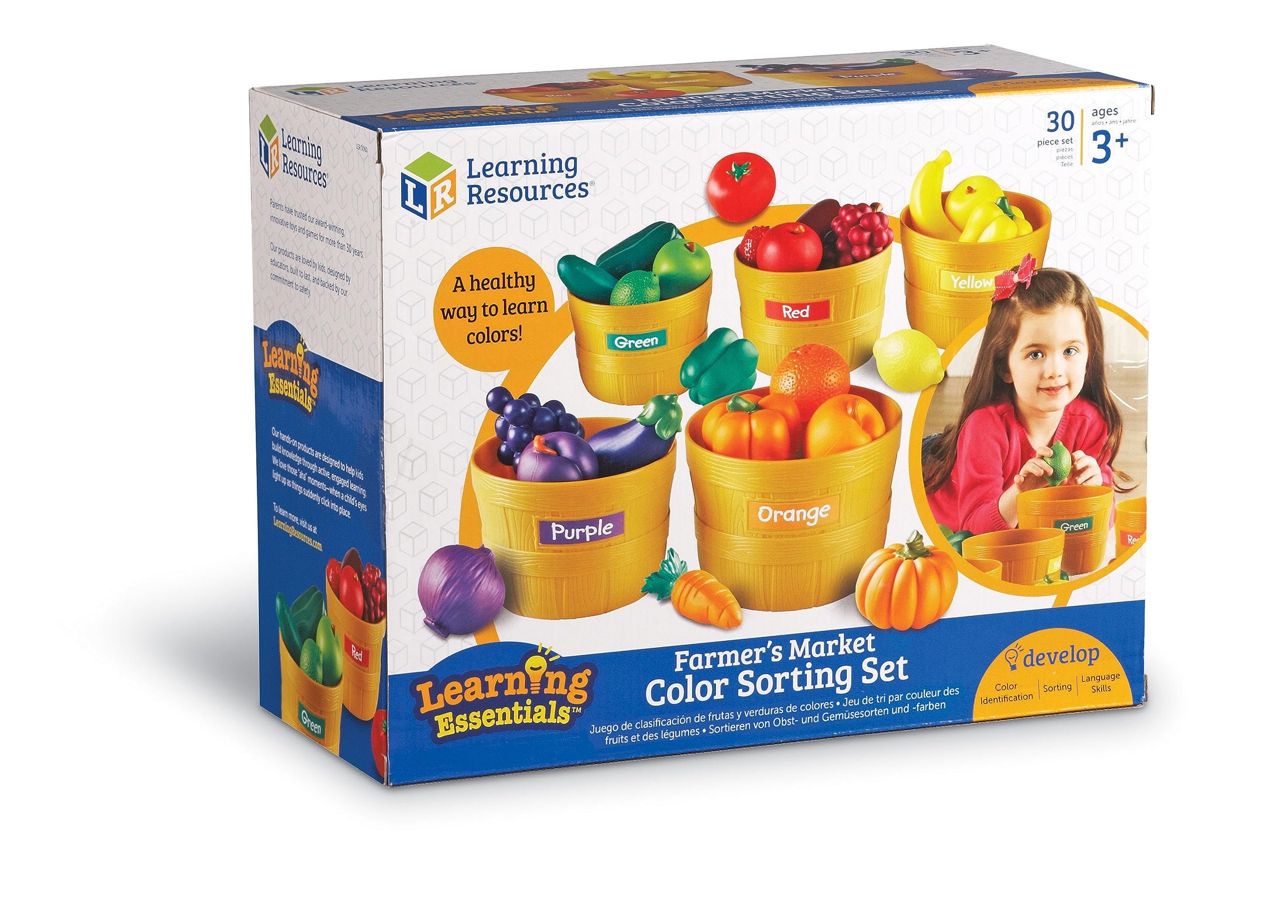 Learning Resources Set di Classificazione Colore, Mercato dei Contadini, Frutta e Verdura Giocattolo, Gioco Educativo, Regalo Bambini 18 Mesi, 3 Anni