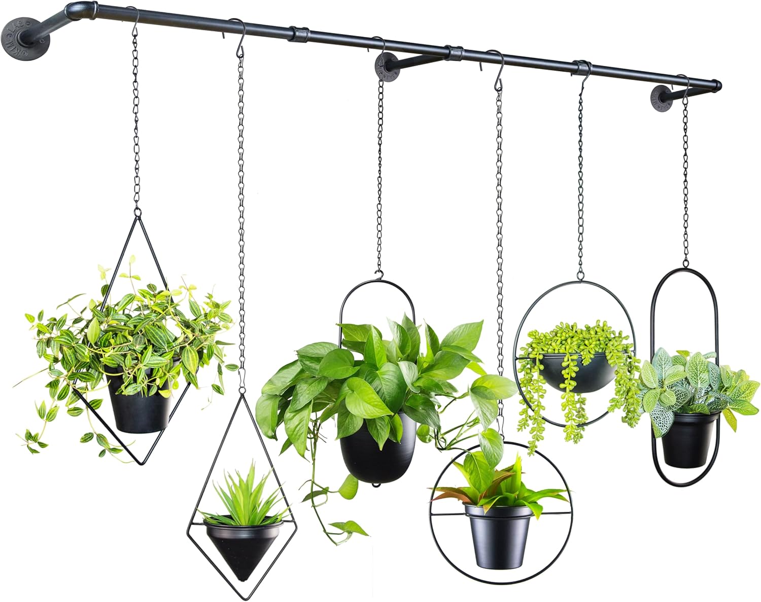Metal Plant Hanger Indoor with 6 Hanging Chains, 69.5 Inch Black Hanging Planters Rod for Indoor Plants, Wall Hanging Plant Holder for Window, Ceiling(Hanging Planters Not Included)