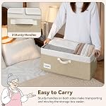GRANNY SAYS Fabric Storage Bins with Lids, Large Storage Box with Lid, Clothes Boxes for Shelves, Lidded Closet Storage Bins Organizers for Wardrobe Organizing, White Brown, 2-Pack