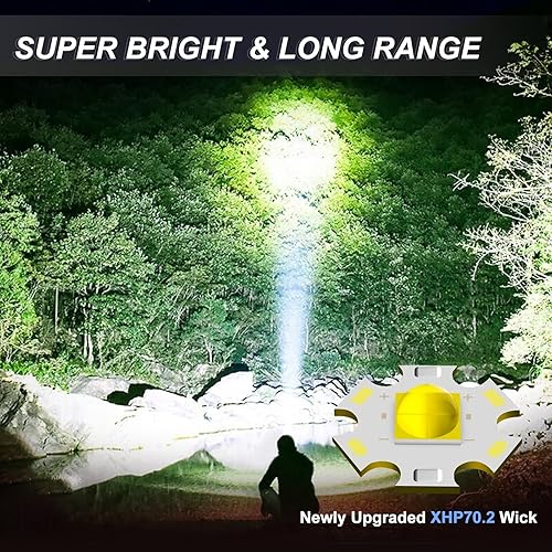 Miniatura 2 de WINDFIRE Linternas recargables de alto lúmenes, linterna LED súper brillante, potentes linternas tácticas, más brillante, impermeable, zoomable, luz