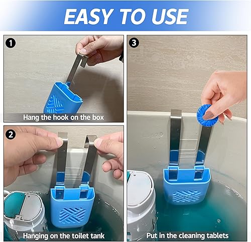 Miniatura 4 de moonoom 2 soportes azules para pastillas de limpieza de tanque de inodoro, 3.7 x 2.9 x 0.7 pulgadas, soporte para tableta de blanqueador para tanque