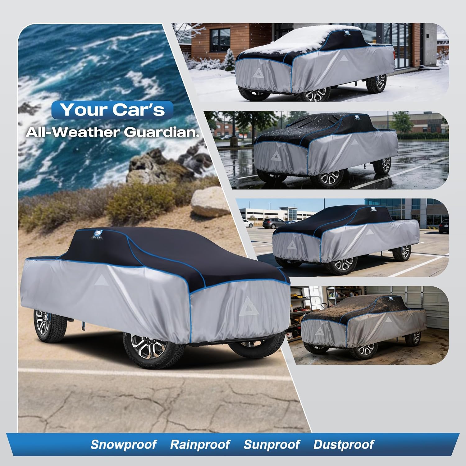 Hail Protector Car Cover for Truck(Length:228"-242") + Gift Windshield Sunshade, Multi-Layered EVA Hail Proof Car Cover, Padded Car Hail Protector F-150, Silverado, Ram, Sierra,Tundra, Tundra etc.